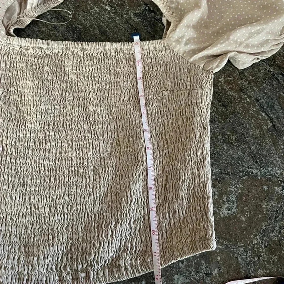 Abercrombie & Fitch Puff Sleeve Smock Top Neutral Cottagecore Square Neck Small - Picture 4 of 8